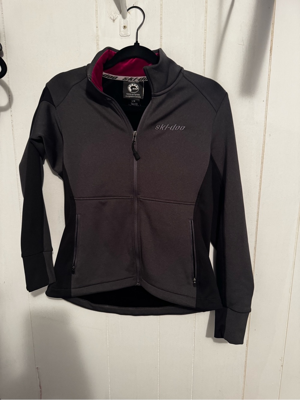 Ski-Doo Women's Charcoal Zip-Up Jacket with Pink Lining